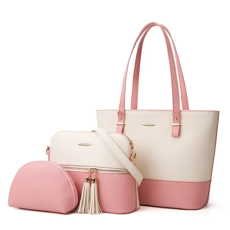 Conjunto Bolsa de Couro - Amanda 3 Pçs