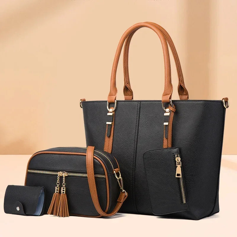 Conjunto Bolsa de Couro - Lívia 3 Pçs